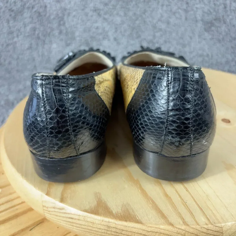 Vintage De La Rentis Genuine Snakeskin Loafer Mens Size 9 Tasseled Leather Shoe